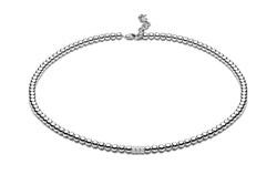 ALAIA CHOKER - Kugelkette mit Glitzerelementen - 4mm -  925 Silber