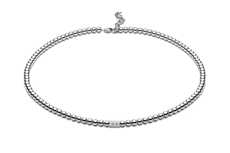 ALAIA CHOKER  - Kugelkette mit Glitzerelementen - 4mm -  Silber