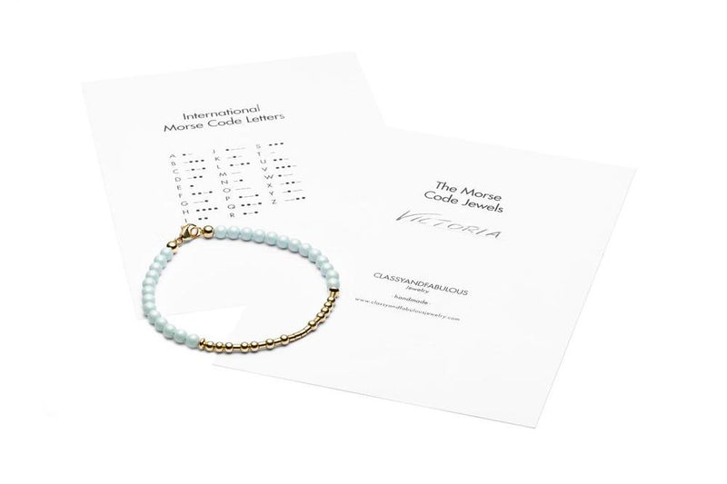 AQUAMARINA - Morsecode Bracelet - Kugelarmband - Roségold - CLASSYANDFABULOUS JEWELRY