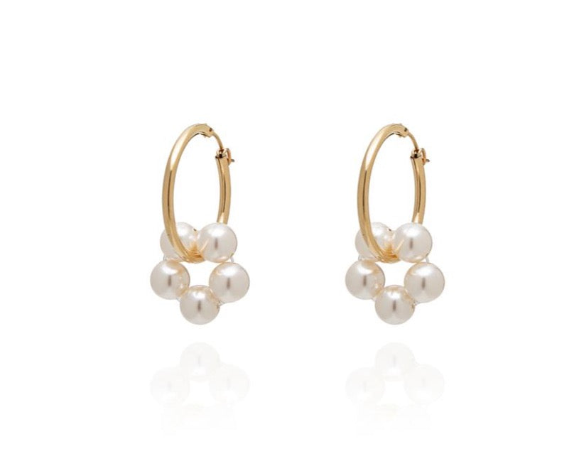 ABSOLUT AZALEA Pearl Earring - Maxi Hoops - Gold/ Pearl