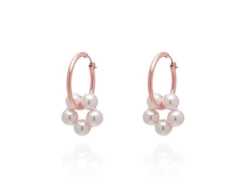 ABSOLUT AZALEA Pearl Earring - Maxi Hoops - Roségold/ Pearl