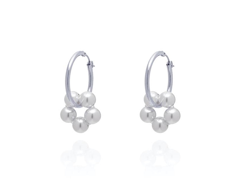 ABSOLUT AZALEA Pearl Earring - Maxi Hoops -Silber/ Pearl