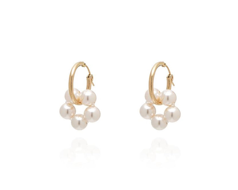 ABSOLUT AZALEA Pearl Earring - Classic Hoops - Gold/ Pearl