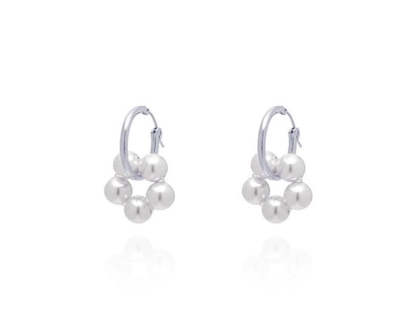ABSOLUT AZALEA Pearl Earring - Classic Hoops -  Silber/ Pearl