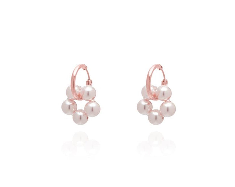 ABSOLUT AZALEA Pearl Earring - Mini Hoops - Roségold/ Pearl