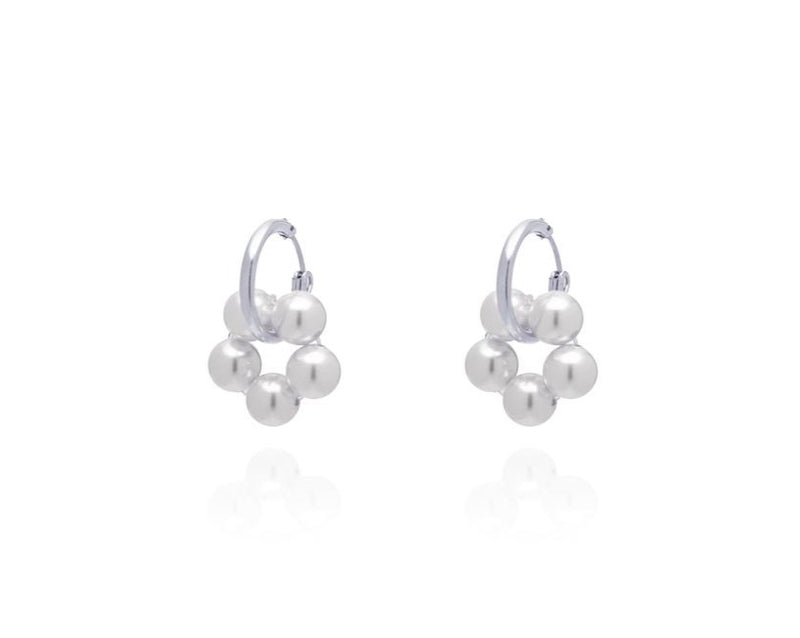 ABSOLUT AZALEA Pearl Earring - Mini Hoops - Silber/ Pearl