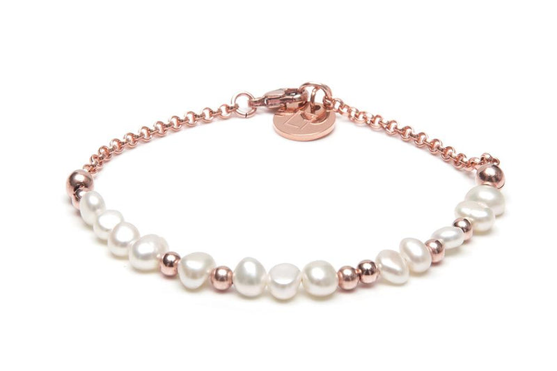 BALANCE -  modernes Morsecode -Armband mit Süßwasser Perlen - Roségold - CLASSYANDFABULOUS JEWELRY