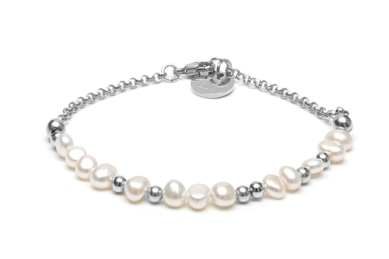 BALANCE -  modernes Morsecode -Armband mit Süßwasser Perlen - Silber - CLASSYANDFABULOUS JEWELRY