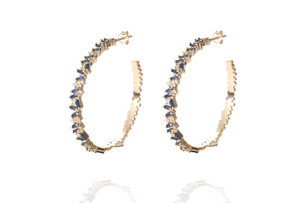 LORA BIG HOOPS - Saphir Blau/ Gold - LIMITIERT