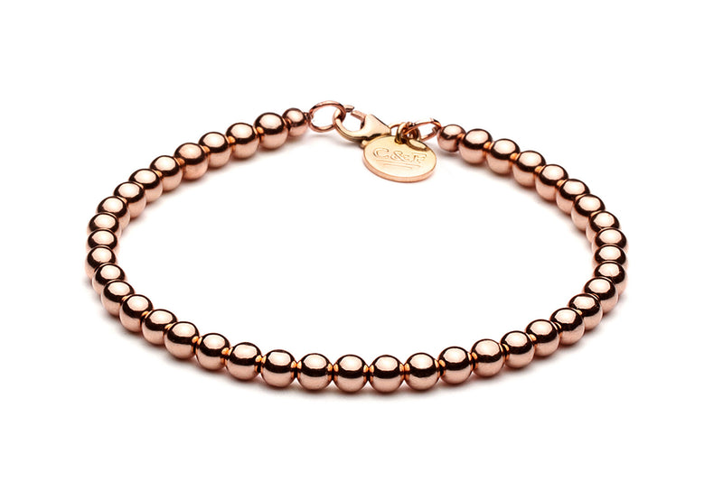 Beaded Bracelet - Kugelarmband 4mm -  18k Roségold - CLASSYANDFABULOUS JEWELRY