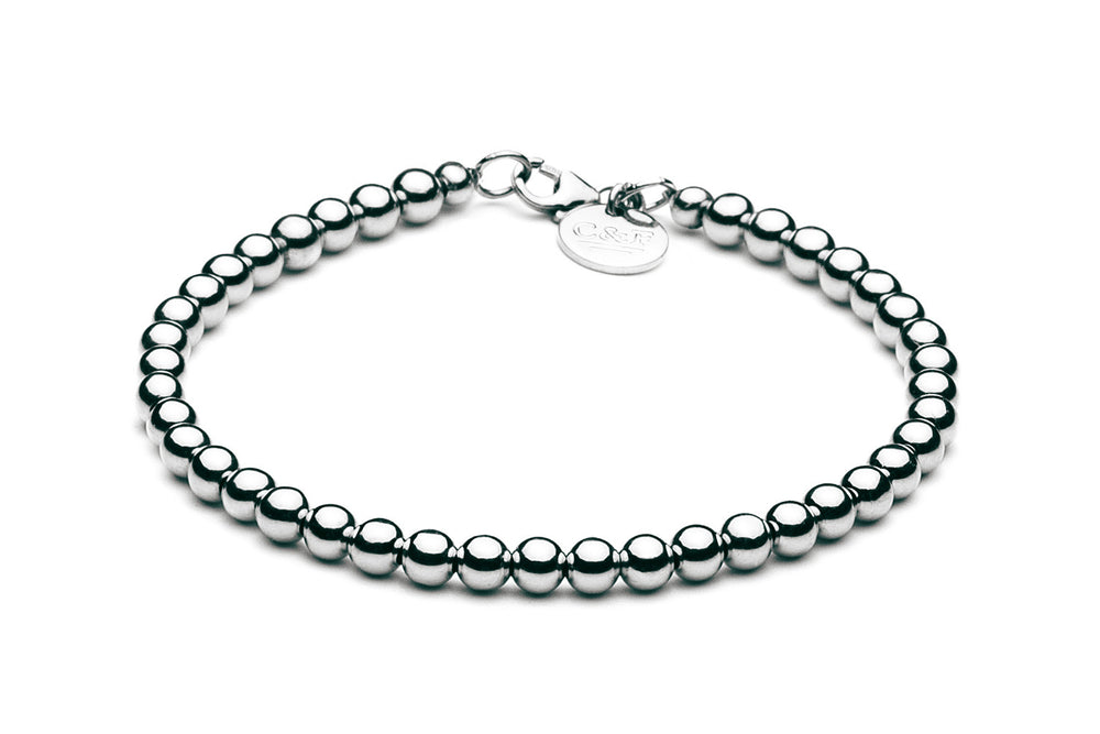 Beaded Bracelet - Kugelarmband 4mm - 14k Weißgold - CLASSYANDFABULOUS JEWELRY