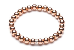 ZIVA MEDIUM  - Kugelarmband mit Glitzerelement - 6mm -  Roségold - CLASSYANDFABULOUS JEWELRY