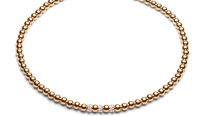 ZIVA CHOKER  - Kugelkette mit grossen Glitzerelementen - 5mm -  Gold