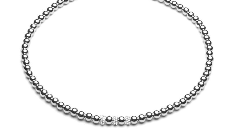 ZIVA CHOKER  - Kugelkette mit grossen Glitzerelementen - 5mm -  Silber