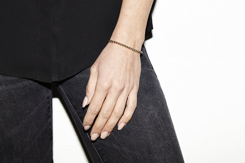 KANA Small - Engravable Bracelet  - Kugelarmband mit Gravuranhänger -  Roségold - CLASSYANDFABULOUS JEWELRY