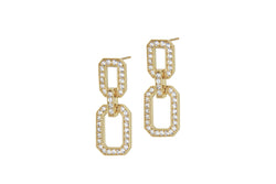 HARYET- Diamond Links Medium EARRINGS- GOLD