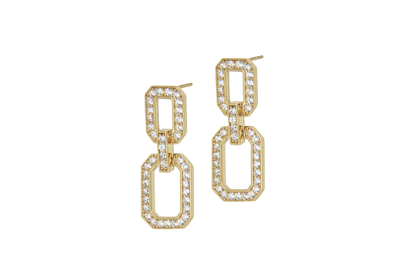 HARYET- Diamond Links Medium EARRINGS- GOLD