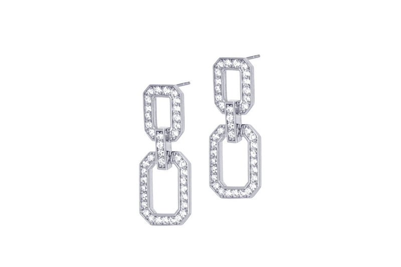 HARYET- DIAMOND LINKS MEDIUM EARRINGS- SILBER