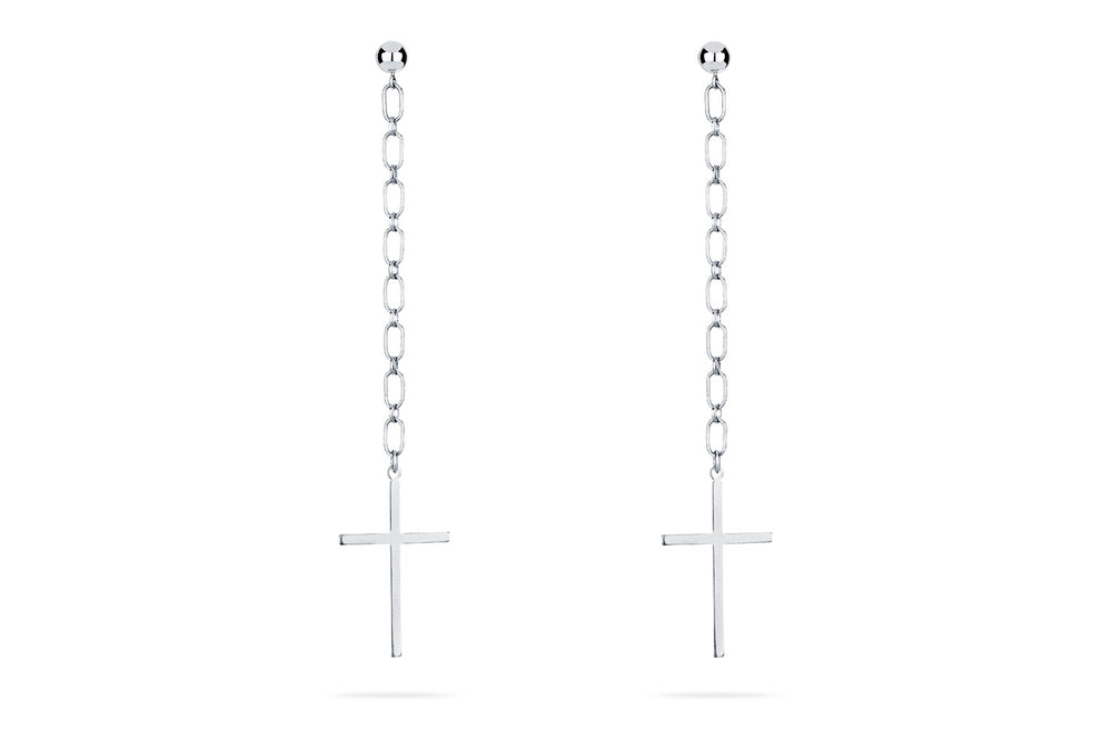 LIV - Stylischer Ohrring mit Kreuz Anhänger • Silber - CLASSYANDFABULOUS JEWELRY