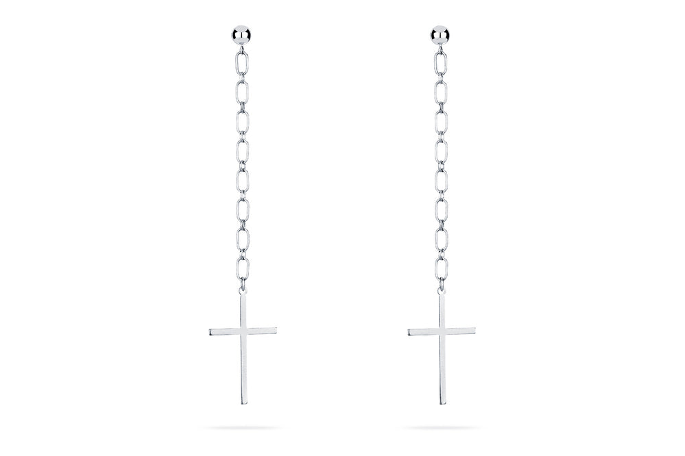 LIV - Stylischer Ohrring mit Kreuz Anhänger • Silber - CLASSYANDFABULOUS JEWELRY