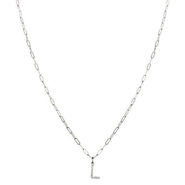 DIAZ  - INITIAL DIAMOND CHAIN  - Kette mit Buchstaben Anhänger aus Diamanten -  Silber/ Weißgold - CLASSYANDFABULOUS JEWELRY