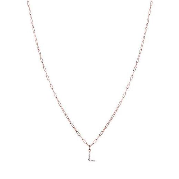 DIAZ  - INITIAL DIAMOND CHAIN - Kette mit Buchstaben Anhänger aus Diamanten -  Roségold - CLASSYANDFABULOUS JEWELRY