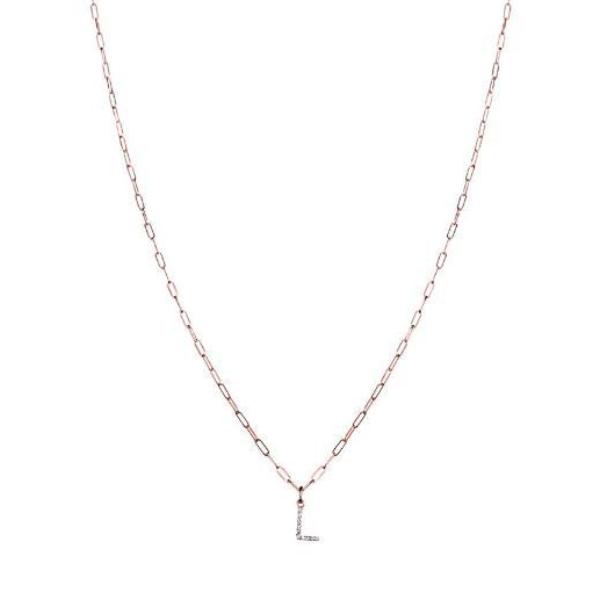 DIAZ  - INITIAL DIAMOND CHAIN - Kette mit Buchstaben Anhänger aus Diamanten -  Roségold - CLASSYANDFABULOUS JEWELRY