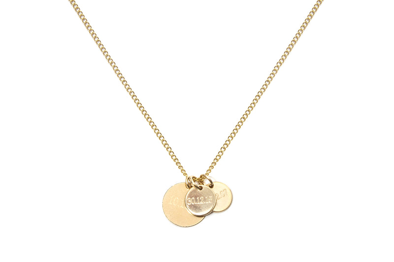 CARA III  - THE FAMILY NECKLACE - Kette mit 3 gravierbaren Medaillon Anhängern -  Gold - CLASSYANDFABULOUS JEWELRY