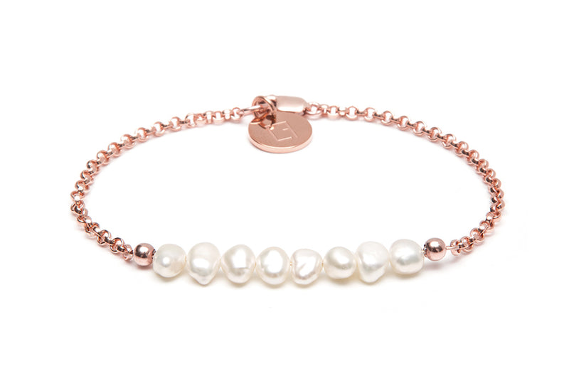 CORALI - elegantes Armband mit 8 Süßwasser Perlen - Roségold - CLASSYANDFABULOUS JEWELRY