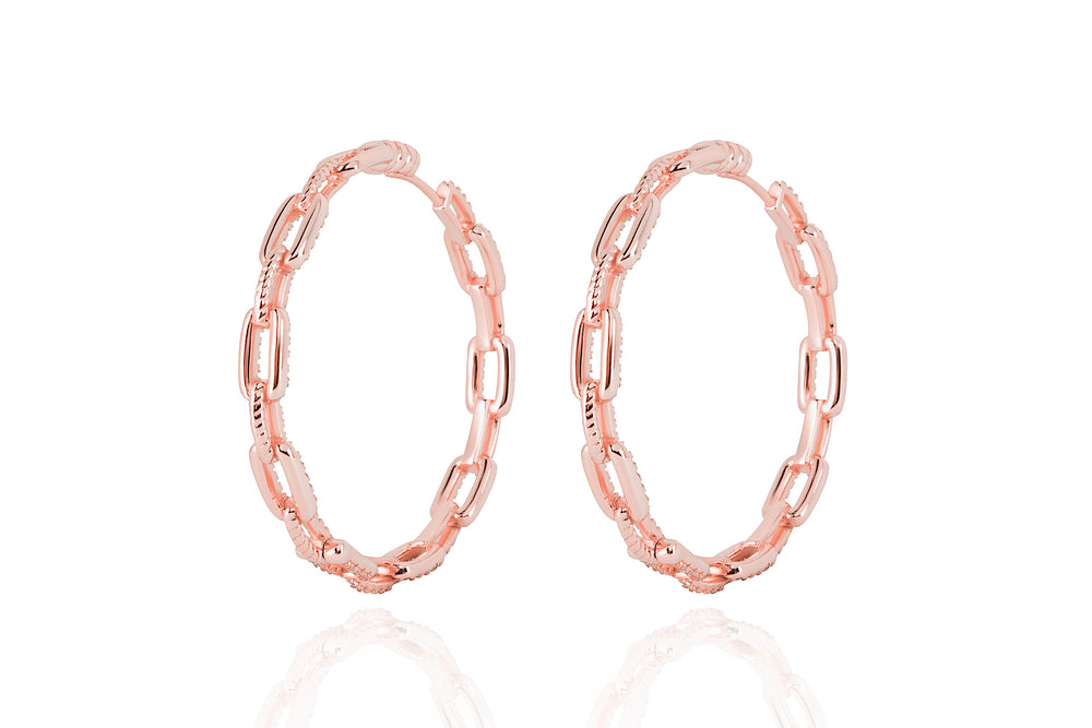 DAYA 2in1  - The BIG  INSIDE / OUTSIDE Chain Hoops - Roségold