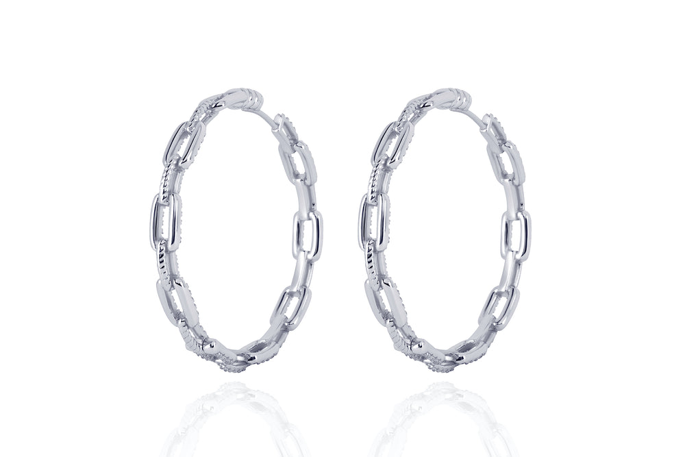 DAYA 2in1  - The BIG  INSIDE / OUTSIDE Chain Hoops - Silber