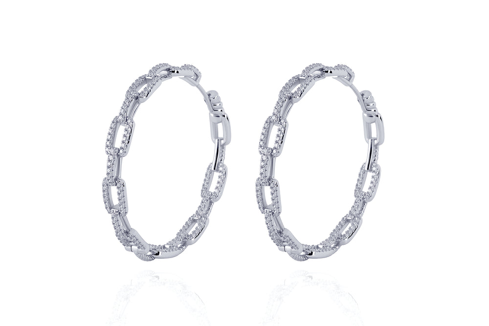 DAYA 2in1  - The BIG  INSIDE / OUTSIDE Chain Hoops - Silber