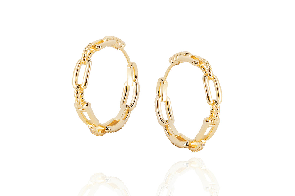 DAYA 2in1  - THE MEDIUM CHAIN HOOPS- Gold