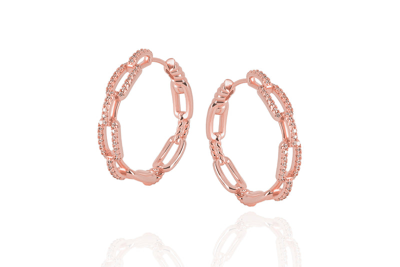 DAYA 2in1  - THE MEDIUM CHAIN HOOPS - Roségold