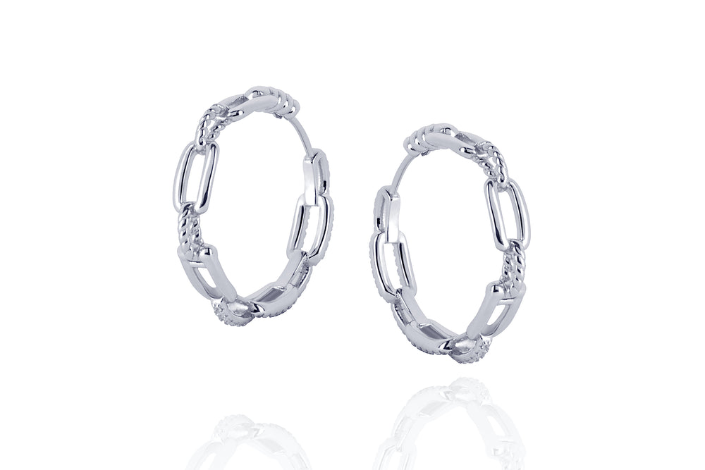 DAYA 2in1  - THE MEDIUM CHAIN HOOPS - Silber