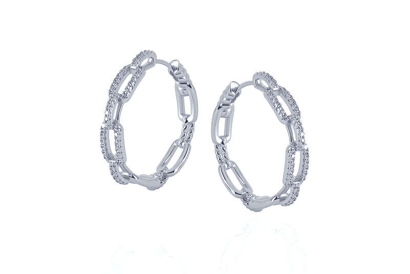 DAYA 2in1  - THE MEDIUM CHAIN HOOPS - Silber