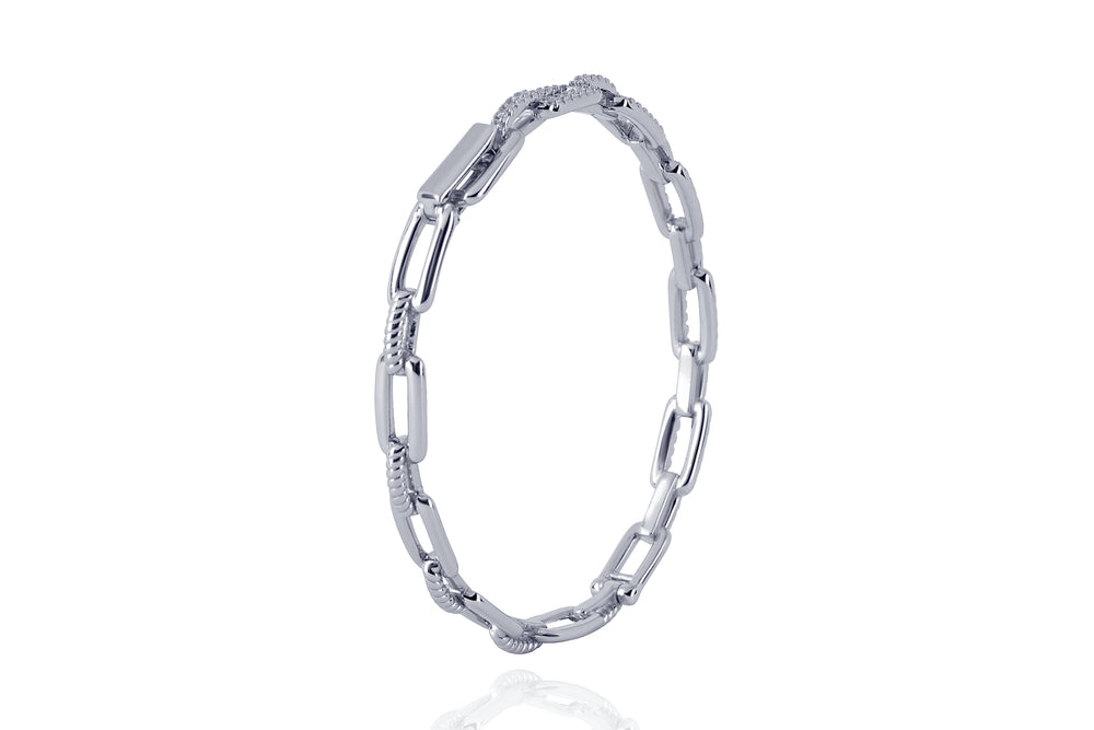 DAYA 2in1 BANGLE - Cooler Glieder-Armreif - SILBER