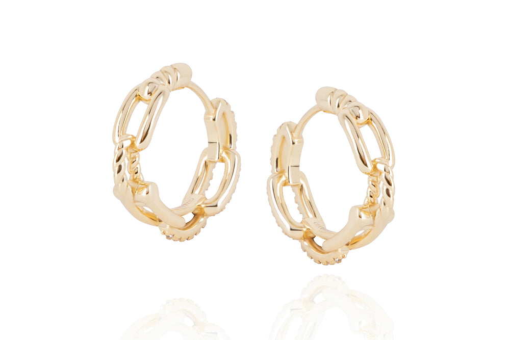 DAYA 2in1  - THE SMALL CHAIN HOOPS - Gold