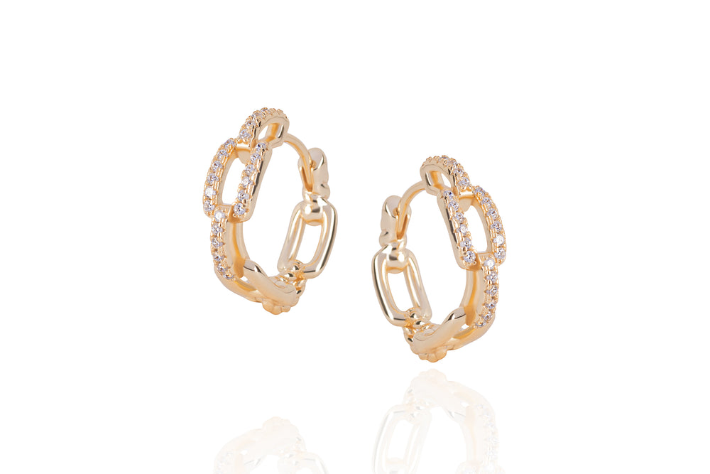 DAYA 2in1  - THE SMALL CHAIN HOOPS - Gold