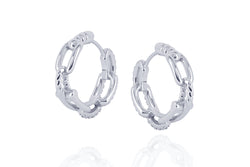 DAYA 2in1  - THE SMALL CHAIN HOOPS - Silber