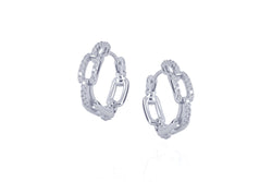 DAYA 2in1  - THE SMALL CHAIN HOOPS - Silber