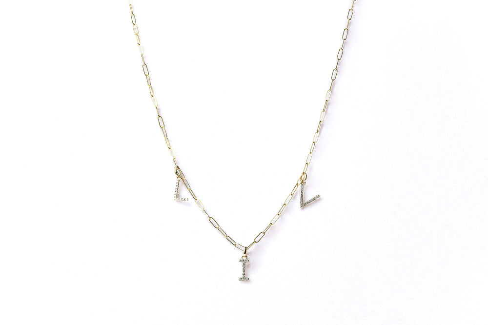 DIAMOND LETTER CHAIN - Kette mit Buchstaben Anhänger aus Diamanten - 14k Gold - CLASSYANDFABULOUS JEWELRY