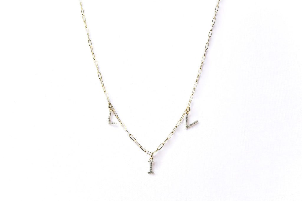 DIAMOND LETTER CHAIN - Kette mit Buchstaben Anhänger aus Diamanten - 1 ...