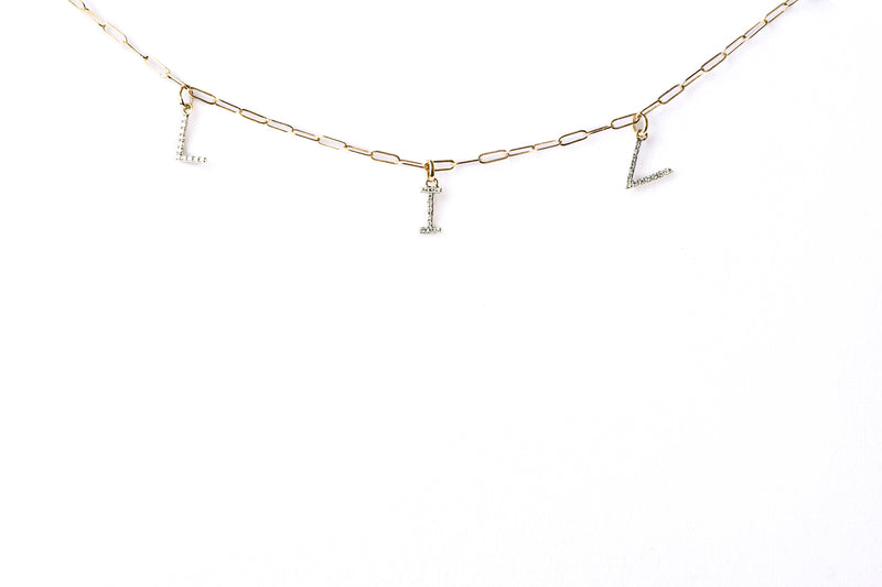 DIAMOND LETTER CHAIN - Kette mit Buchstaben Anhänger aus Diamanten - 14k Gold - CLASSYANDFABULOUS JEWELRY