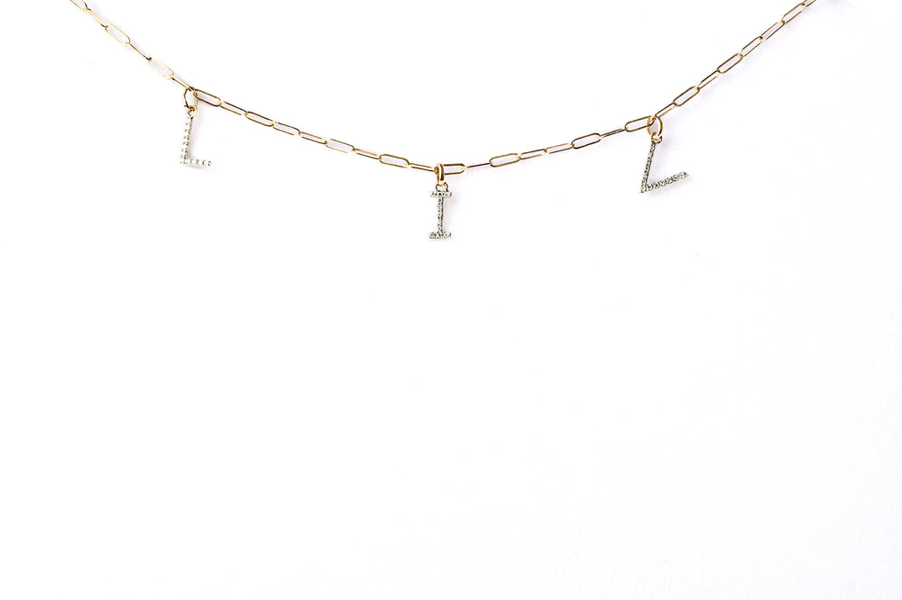 DIAMOND LETTER CHAIN - Kette mit Buchstaben Anhänger aus Diamanten - 14k Roségold - CLASSYANDFABULOUS JEWELRY