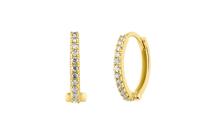 LIVIA - 13mm Single Row Pave Diamond Hoops -  14K Gold