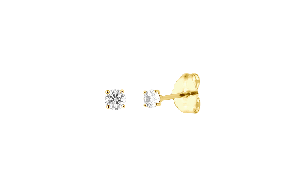 EWA - 2.5mm Full Cut Diamond Solitaire Stud Earrings - 14K Gold