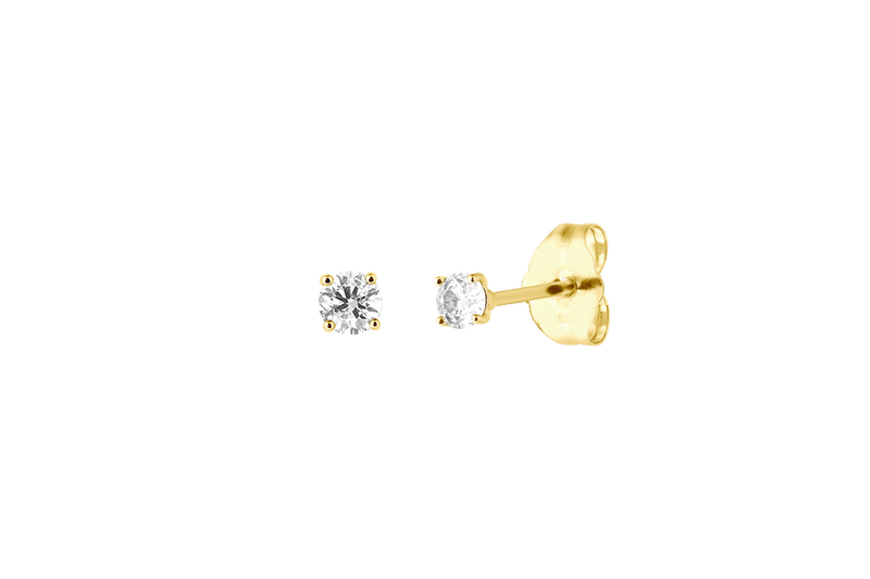 EWA - 2.5mm Full Cut Diamond Solitaire Stud Earrings - 14K Gold