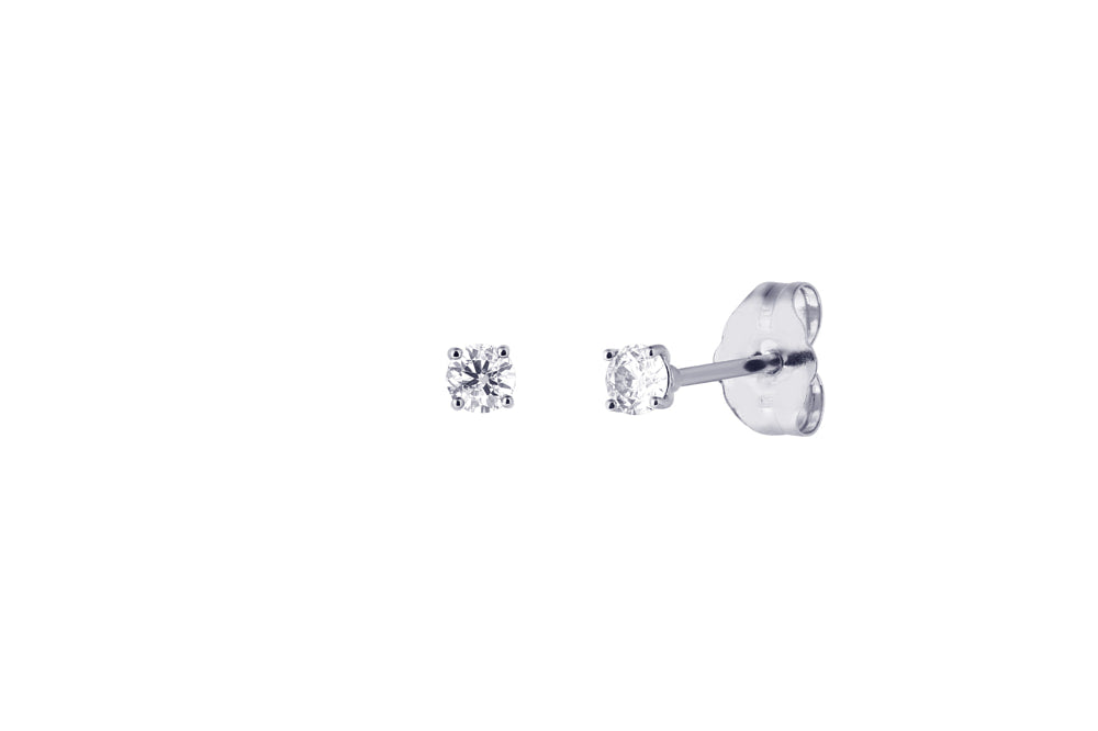 EWA - 2.5mm Full Cut Diamond Solitaire Stud Earrings - 14k Whitegold