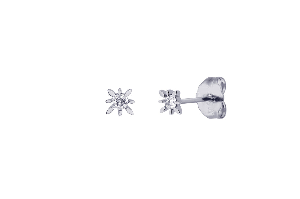 MARQUISE - Stud Earring with Diamond - 14K Whitegold